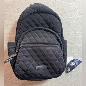 Small Vera Bradley Quilted Black Backpack with bonus cord keeper